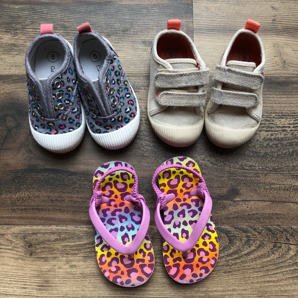 Cat & Jack 3 Pair Toddler Girl Shoes 5